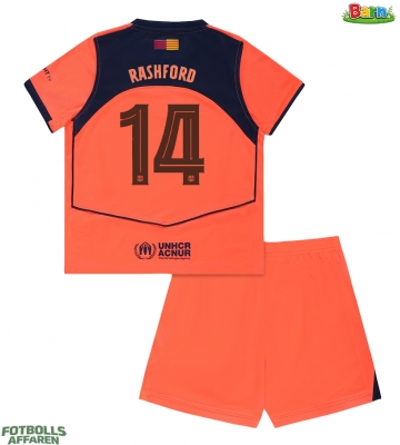 Barcelona Marcus Rashford #14 Tredjeställ Barn 2025-26 Kortärmad (+ Korta byxor)